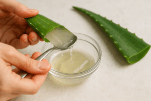 Aloe und Kräuter in den Dip einrühren