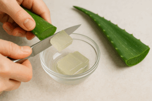 Aloe-Vera-Dip durchziehen lassen und servieren